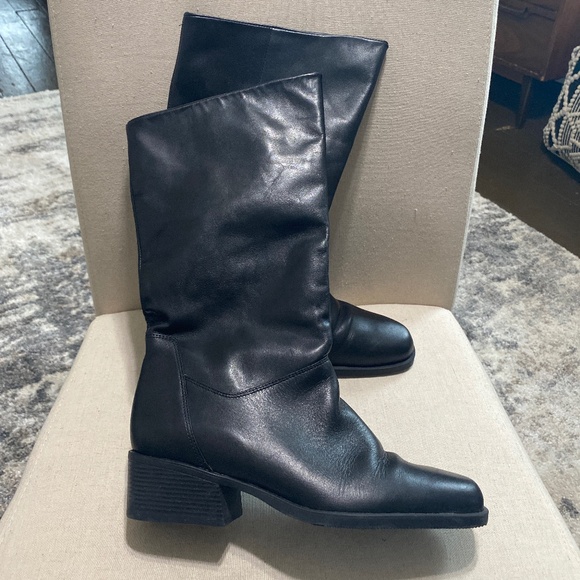 NATURALIZER Leather Black Tall womens boots 9 13” fit 4u system 9m - Picture 1 of 14